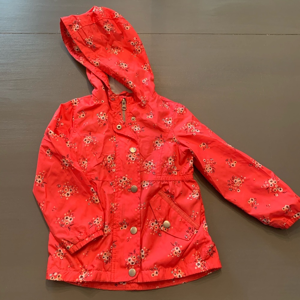Spring Rain Jacket Coral & Floral Sz 3T 🌺
